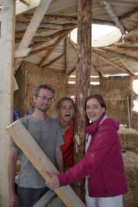 straw bale roundhouse workshop with straw bale insulated reciprocal roof